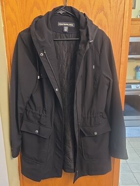 Kristen Blake Black Hooded Utility Anorak with Drawstring Waist